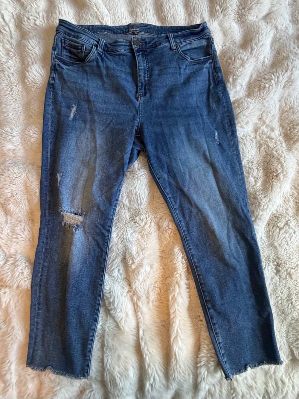 KUT From the Kloth Distressed Raw Hem Skinny Jeans 18W